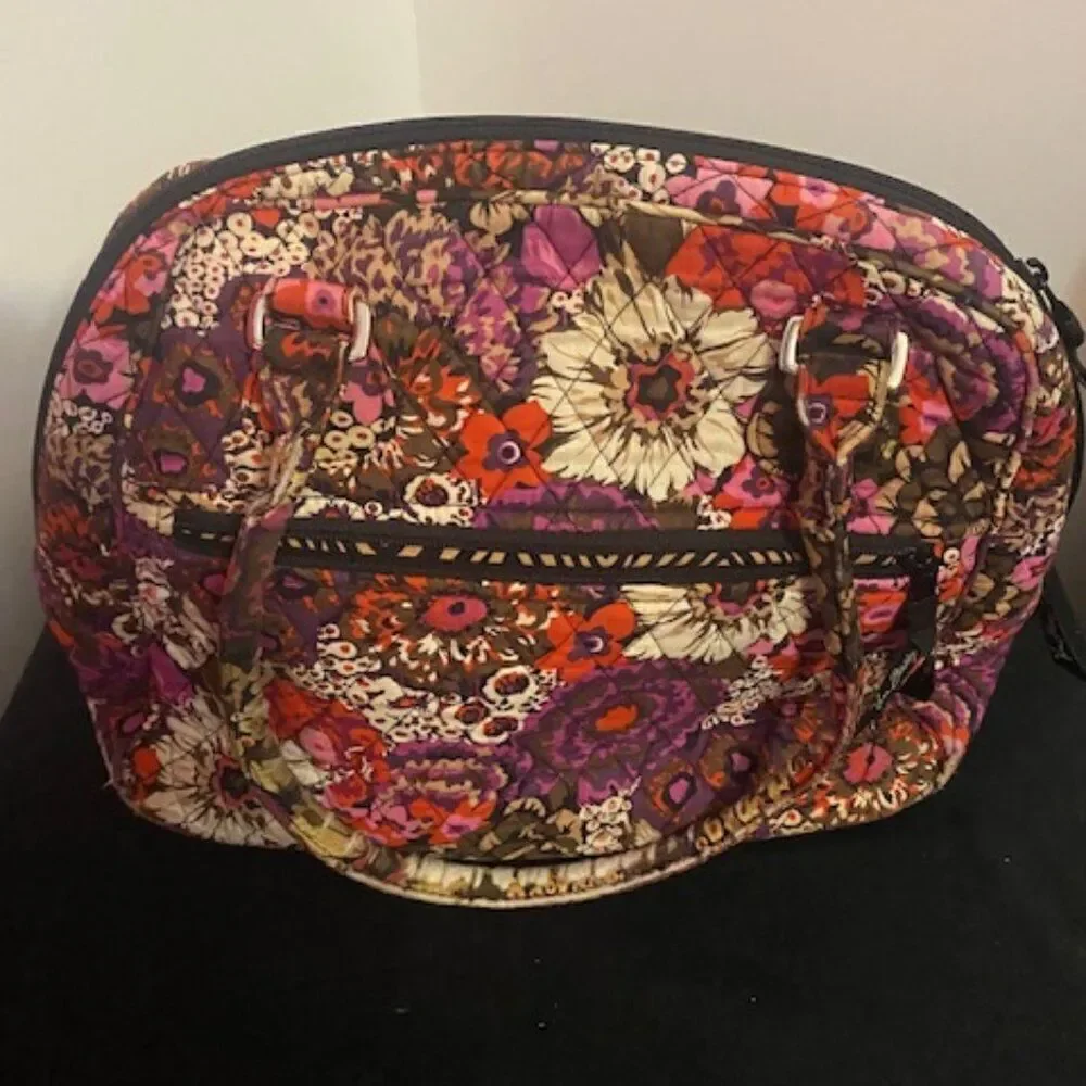 Vera Bradley Pink/Purple/Orange Floral turn lock satchel